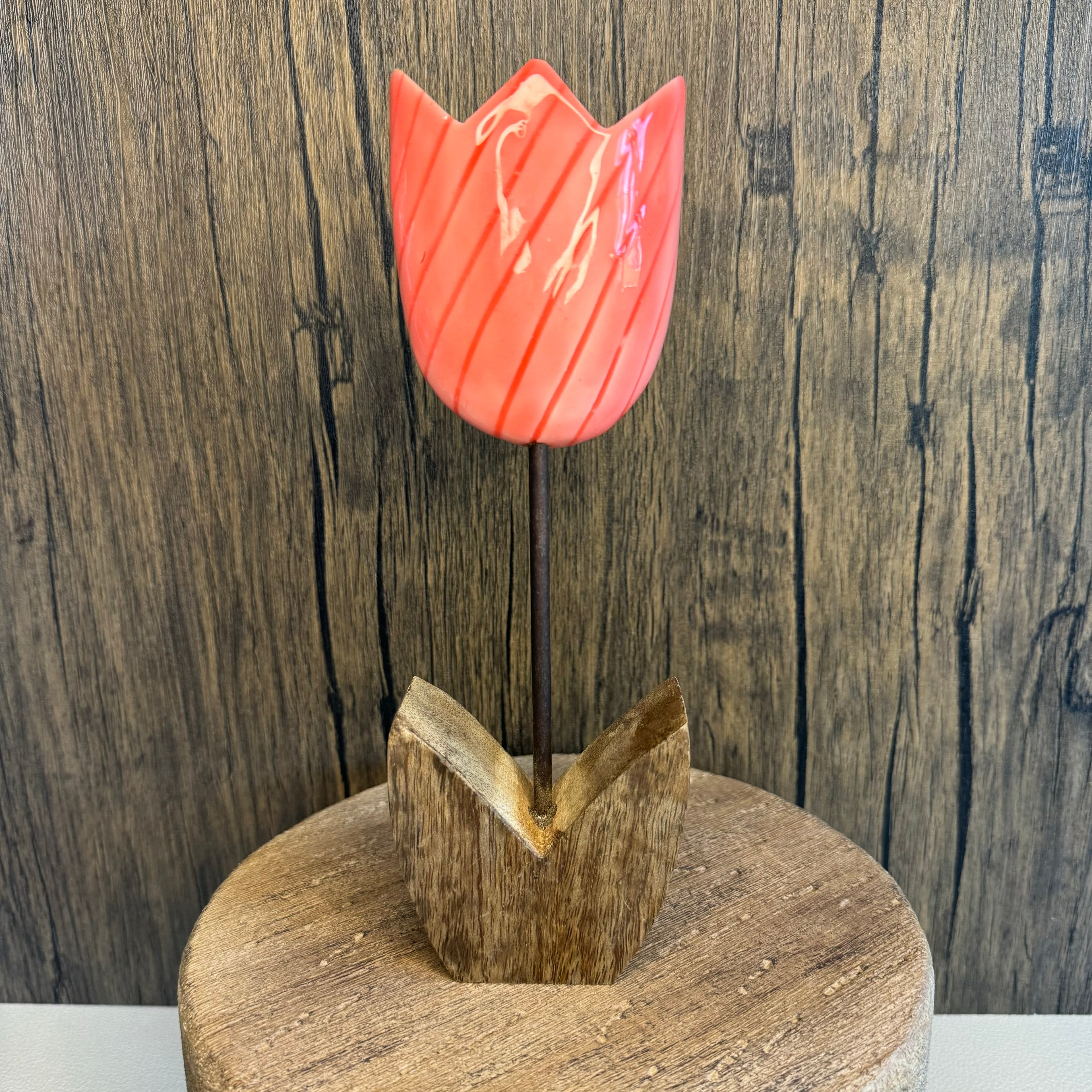 Mango Wood Tulip Home Decor Spring Boho Decoration Flower Sitter