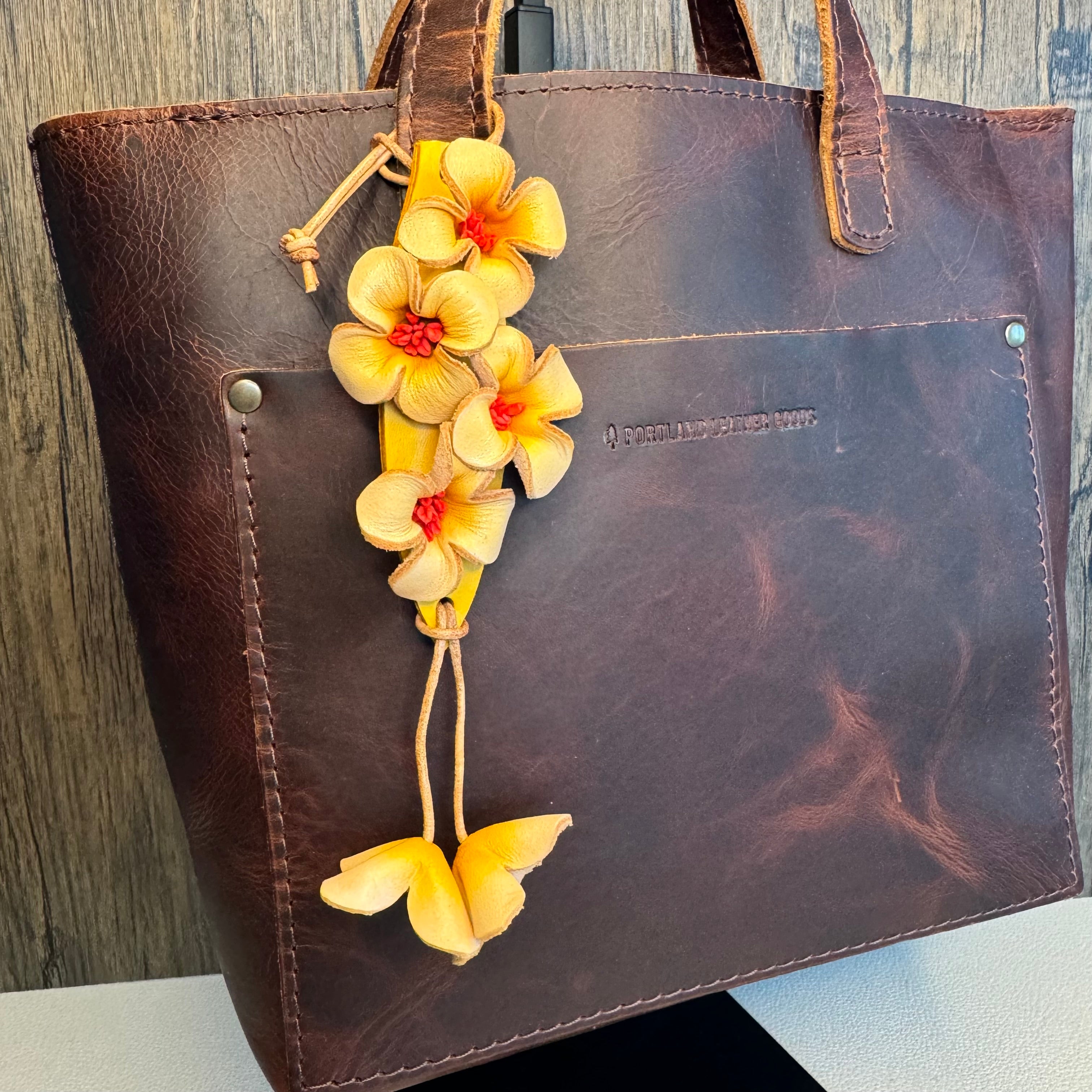 Genuine Leather Flower Bag Charm West Hills Studio
