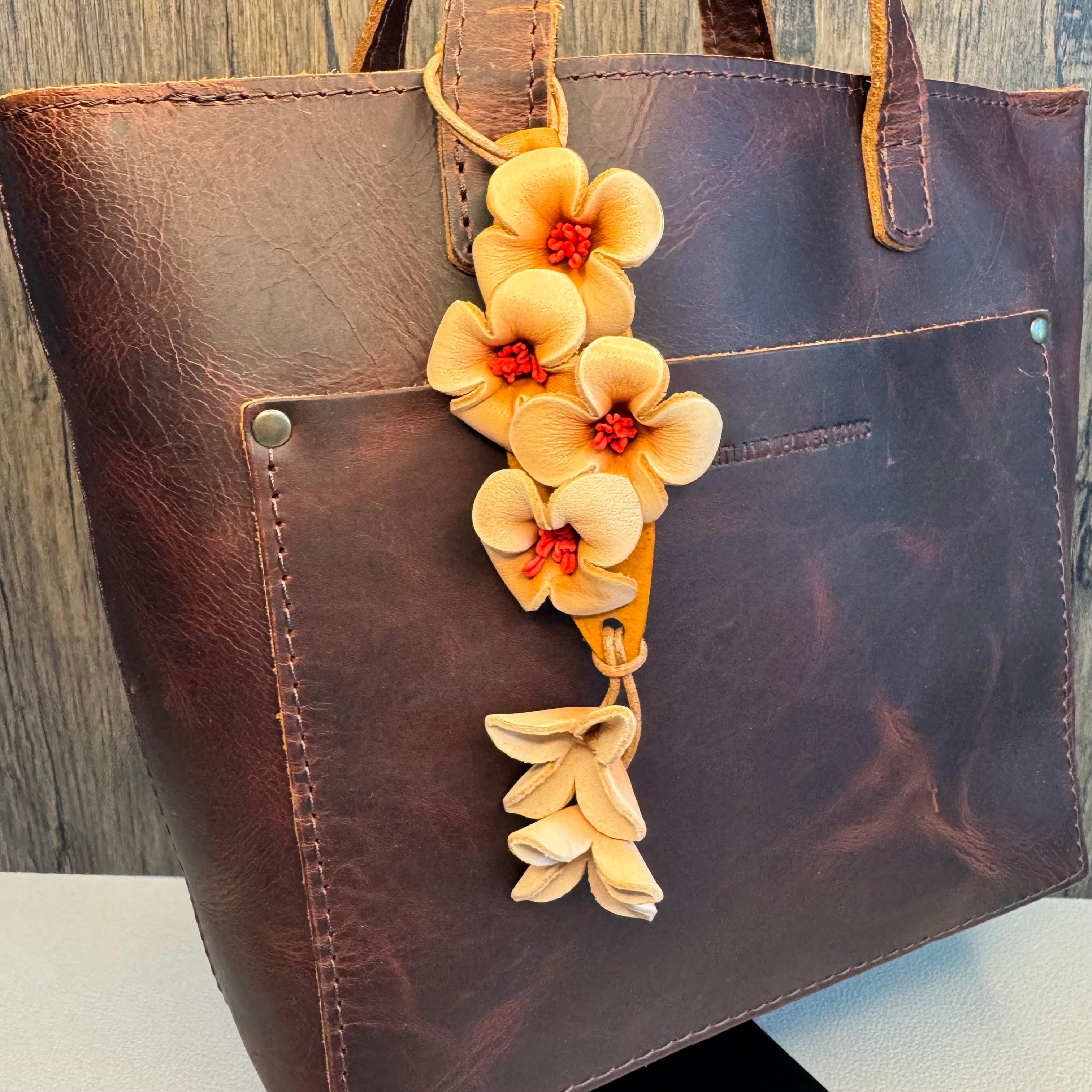 Genuine Leather Flower Bag Charm West Hills Studio