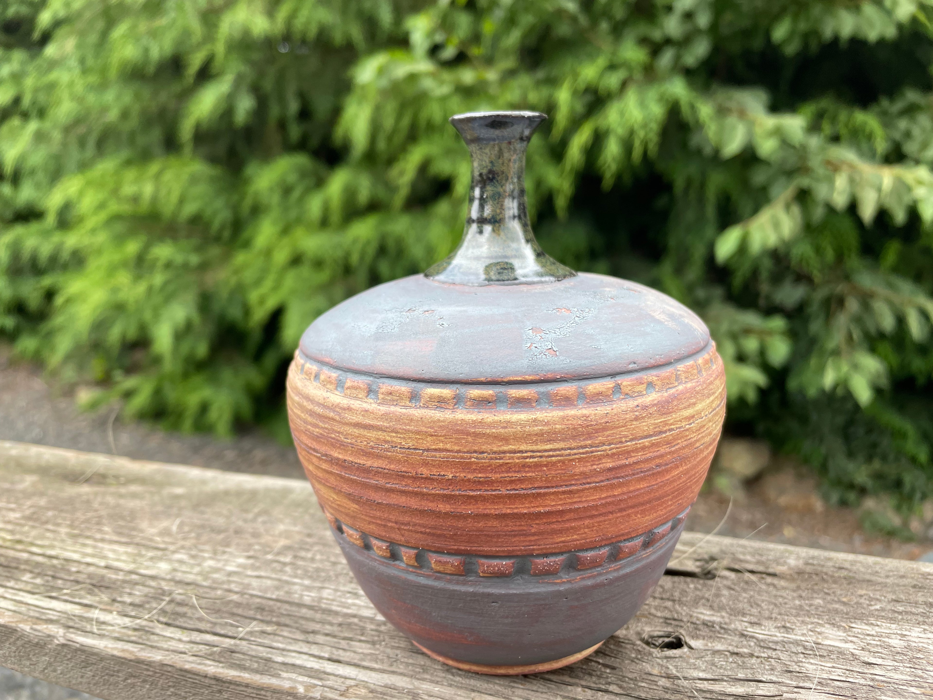Hand Thrown Vase with Iron Oxide and Incredible Black image 0