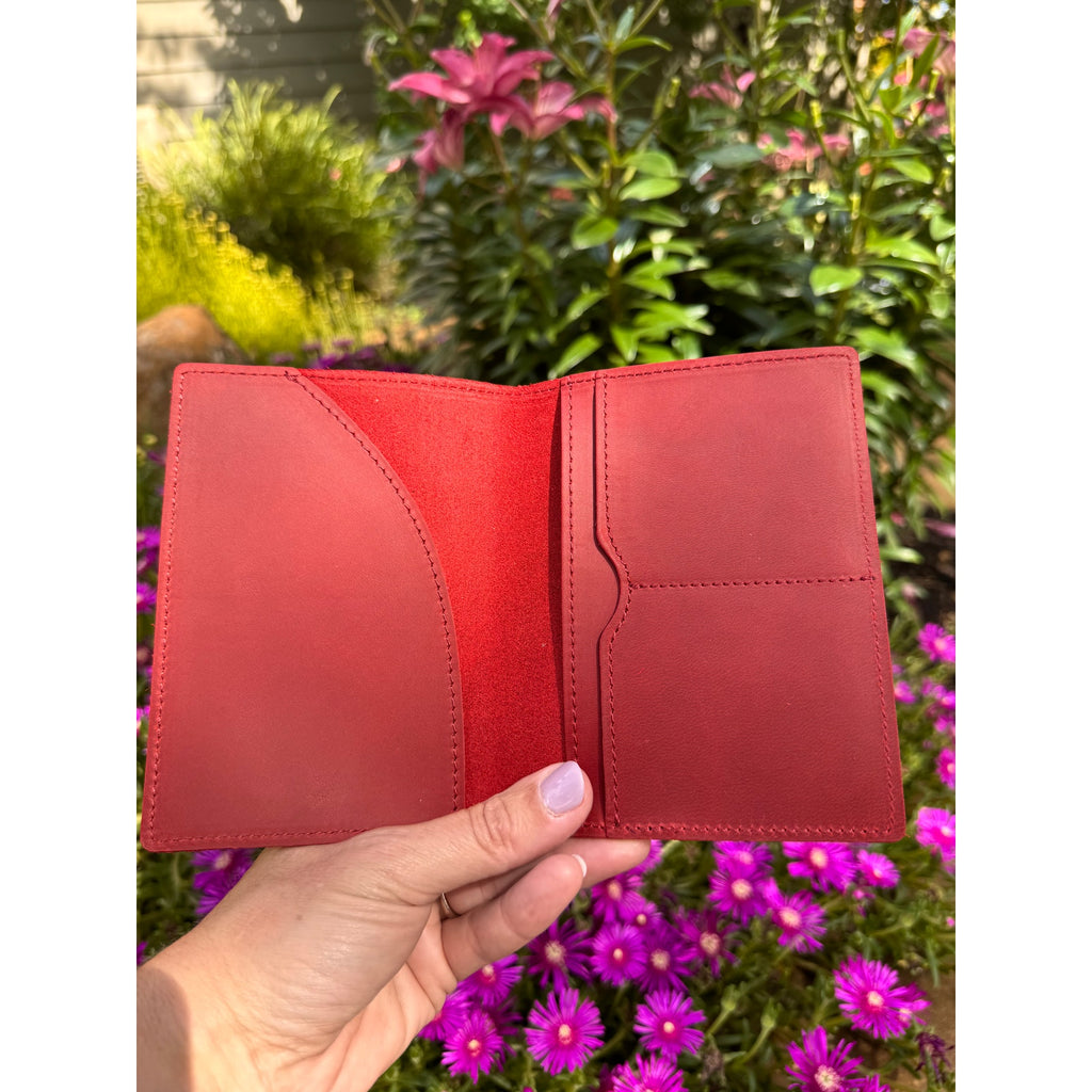 Genuine Leather Passport Holder RANGOON RED Passport Wallet NEW FAST SHIP