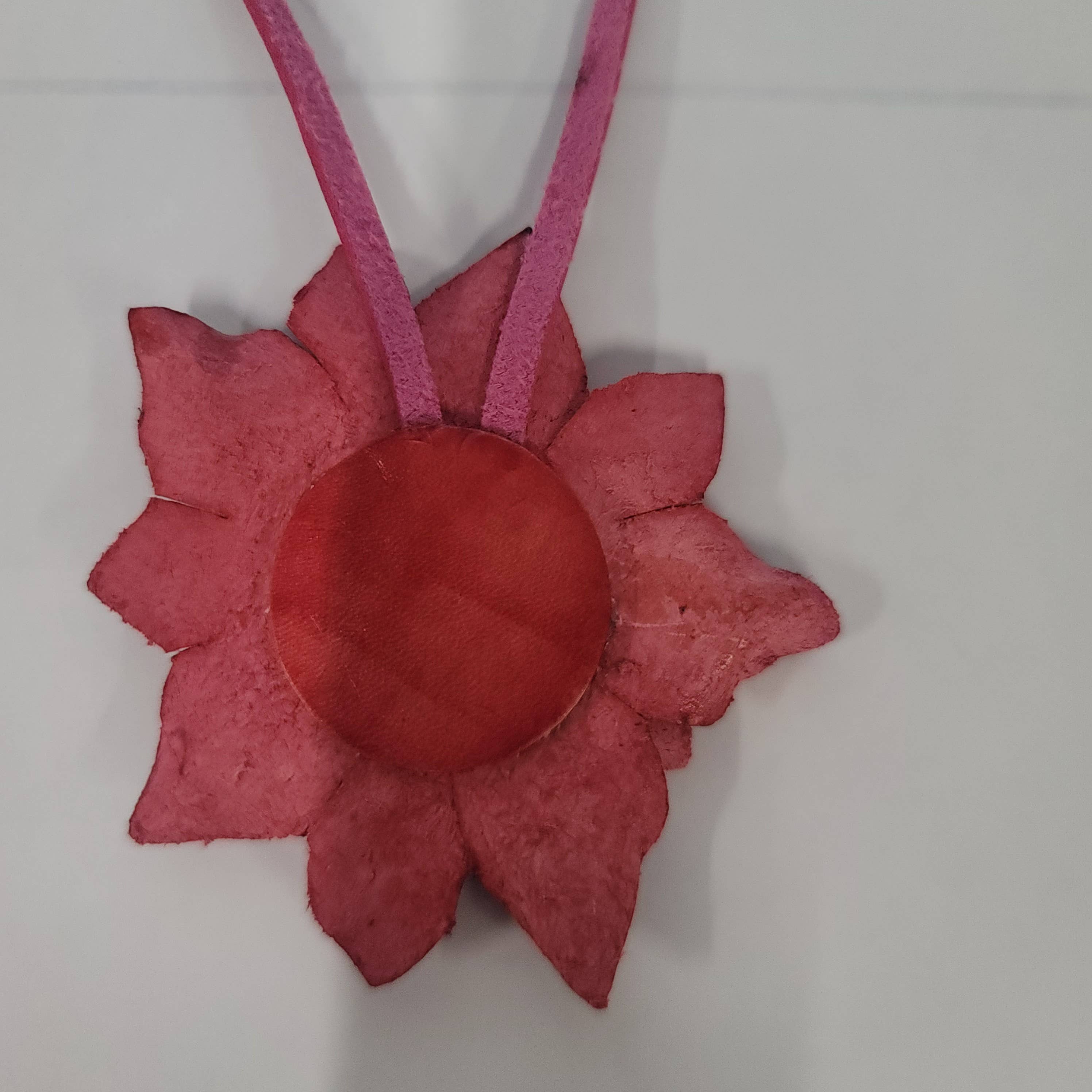 Genuine Leather Poinsettia Ornament Christmas Purse Charm