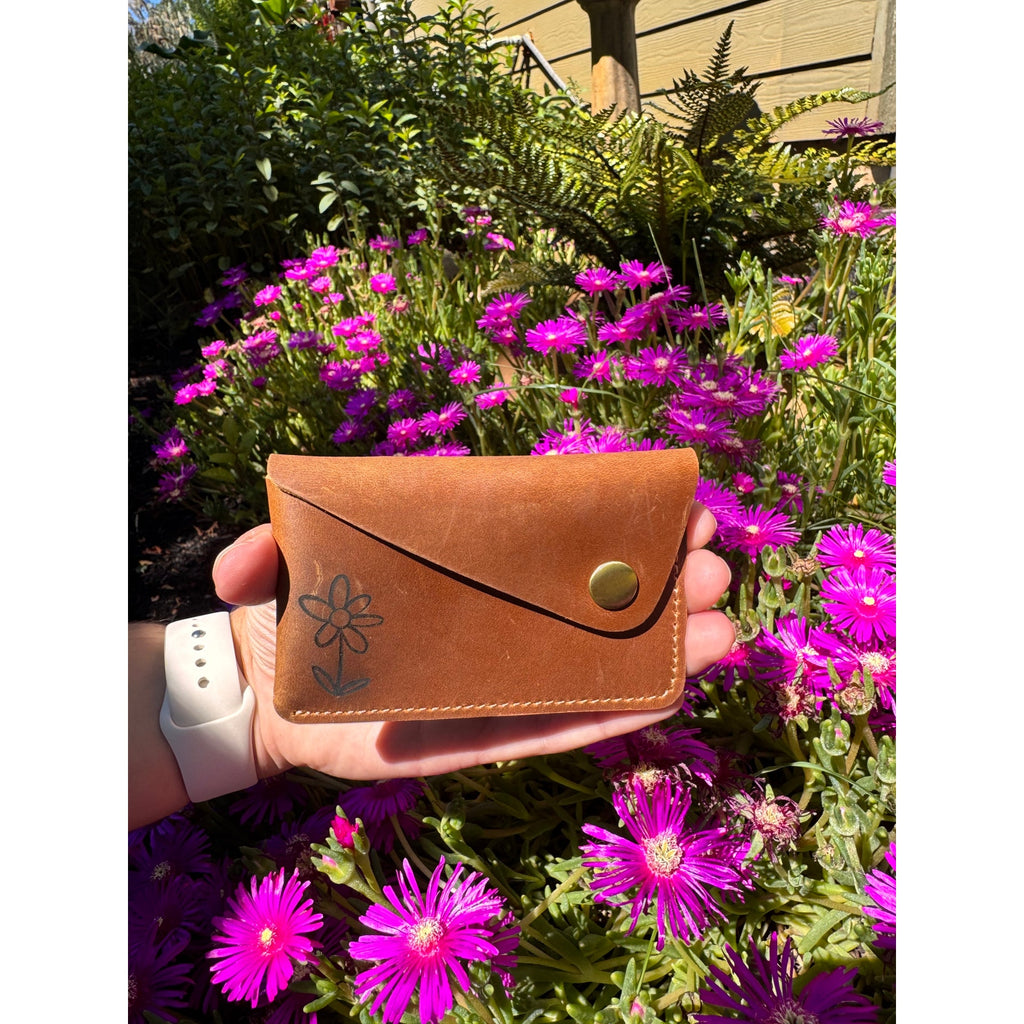 Genuine Leather Wallet  LIGHT BROWN Side Snap Credit Card Holder Wallet NEW