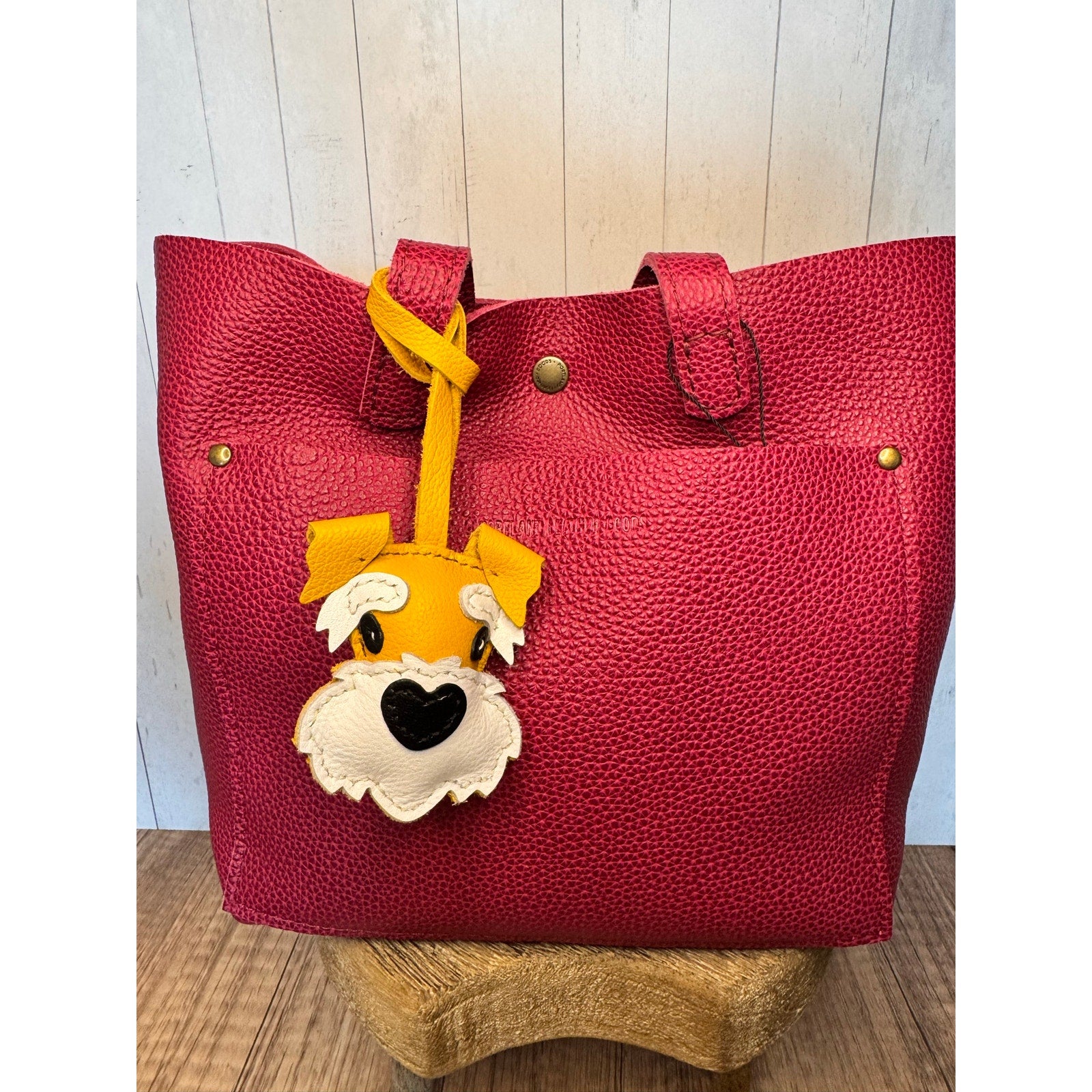 Genuine Leather Dog Purse Charm Yellow Schnauzer Bag Charm Purse Dog lover