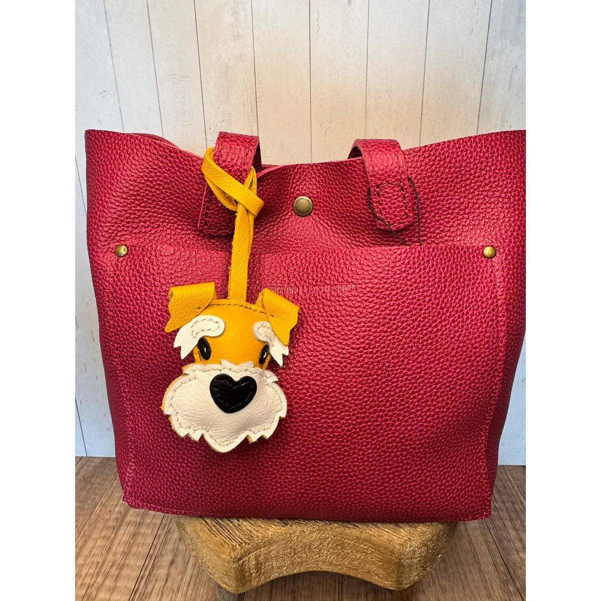 Genuine Leather Dog Purse Charm Yellow Schnauzer Bag Charm Purse Dog lover