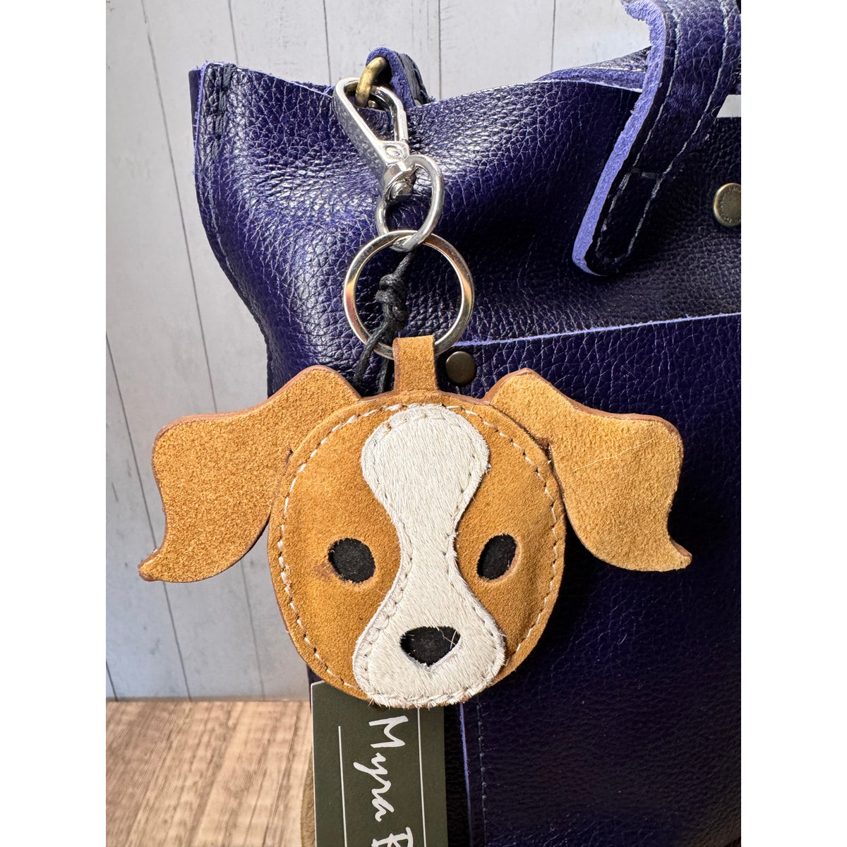 Cute Brown Dog Purse Charm Dog Lover Genuine Leather Bag Charm