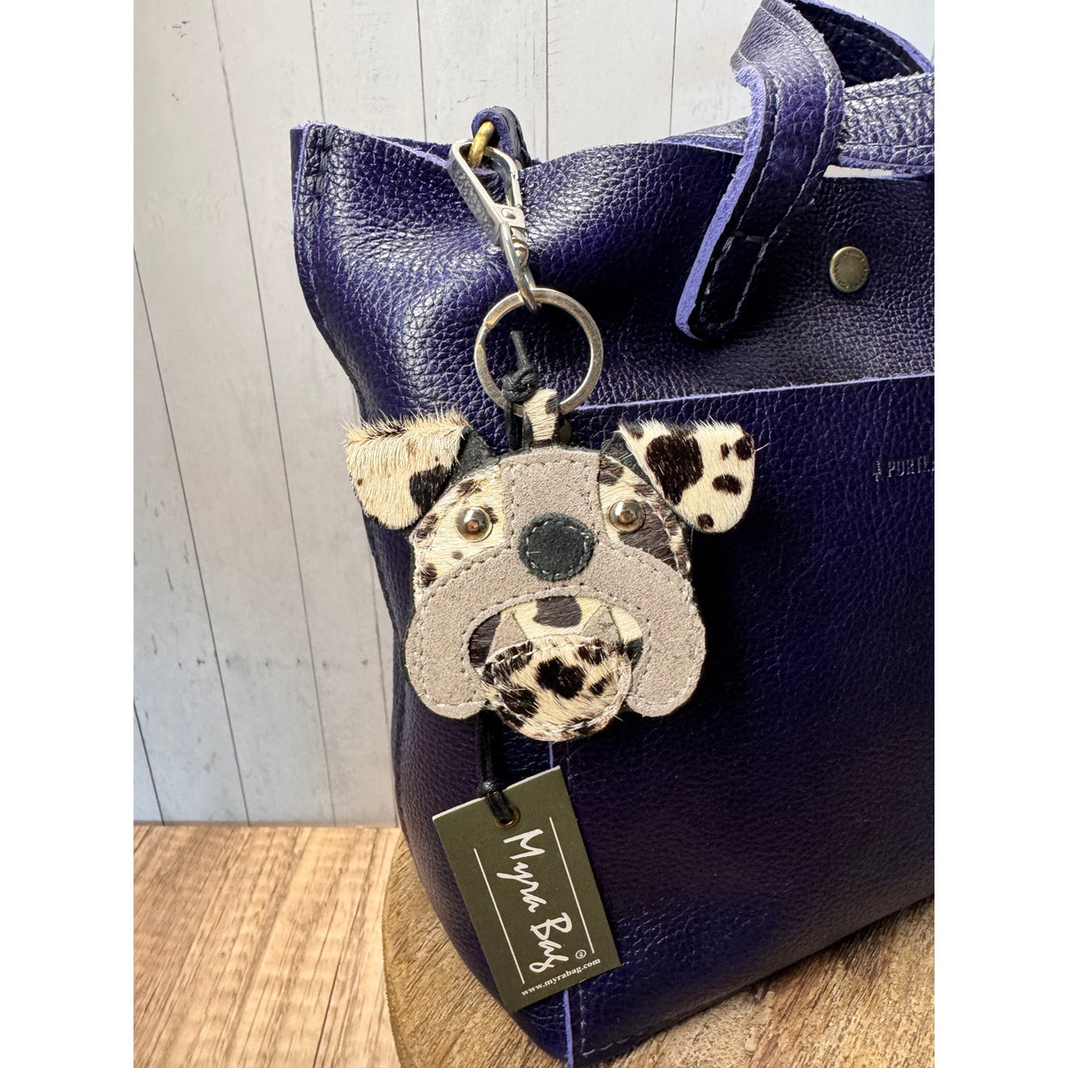 Cute English Bulldog Purse Charm Dog Lover Genuine Leather Bag Charm