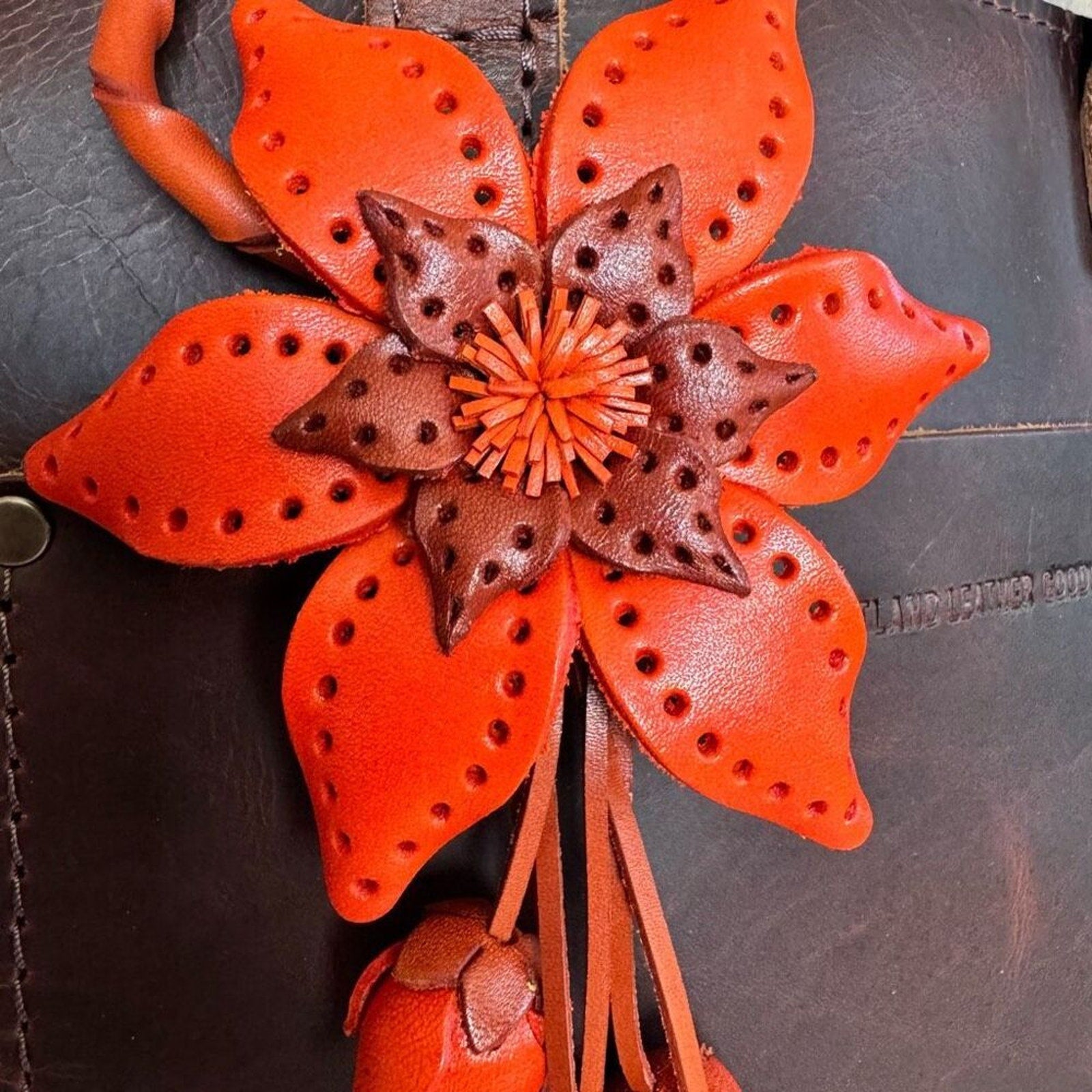 Flower Leather Bag Charm Leather Purse Flower Crossbody NEW