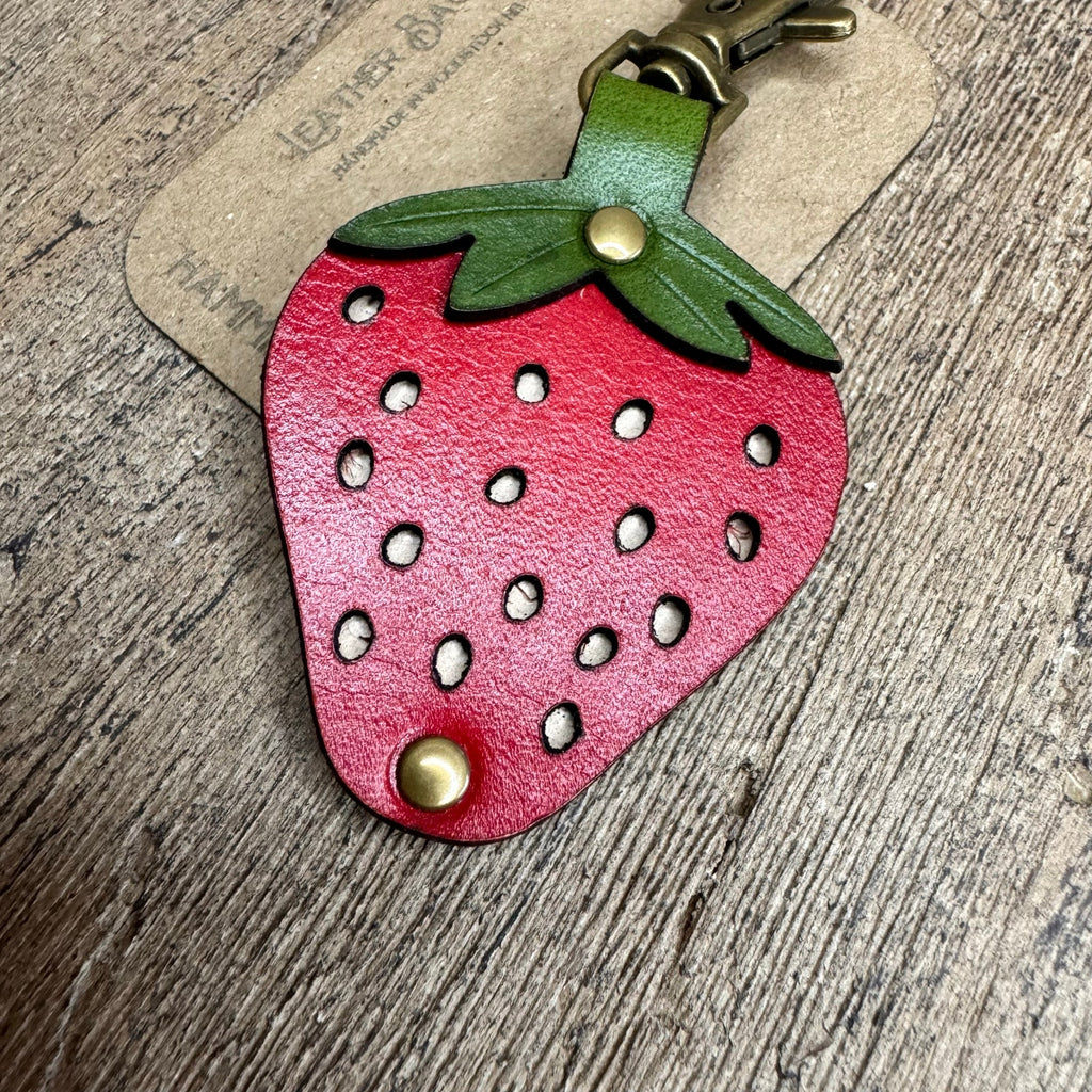 Leather Purse Charm  Strawberry Bag Charm Genuine Leather Crossbody Charm NEW