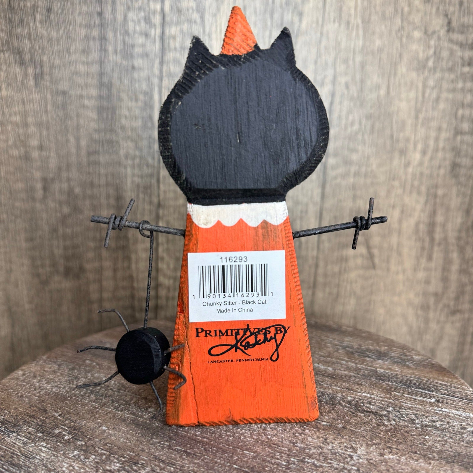 Rustic Halloween Home Decor Sitter Wood Black Cat Fall Autumn FAST SHIP NEW