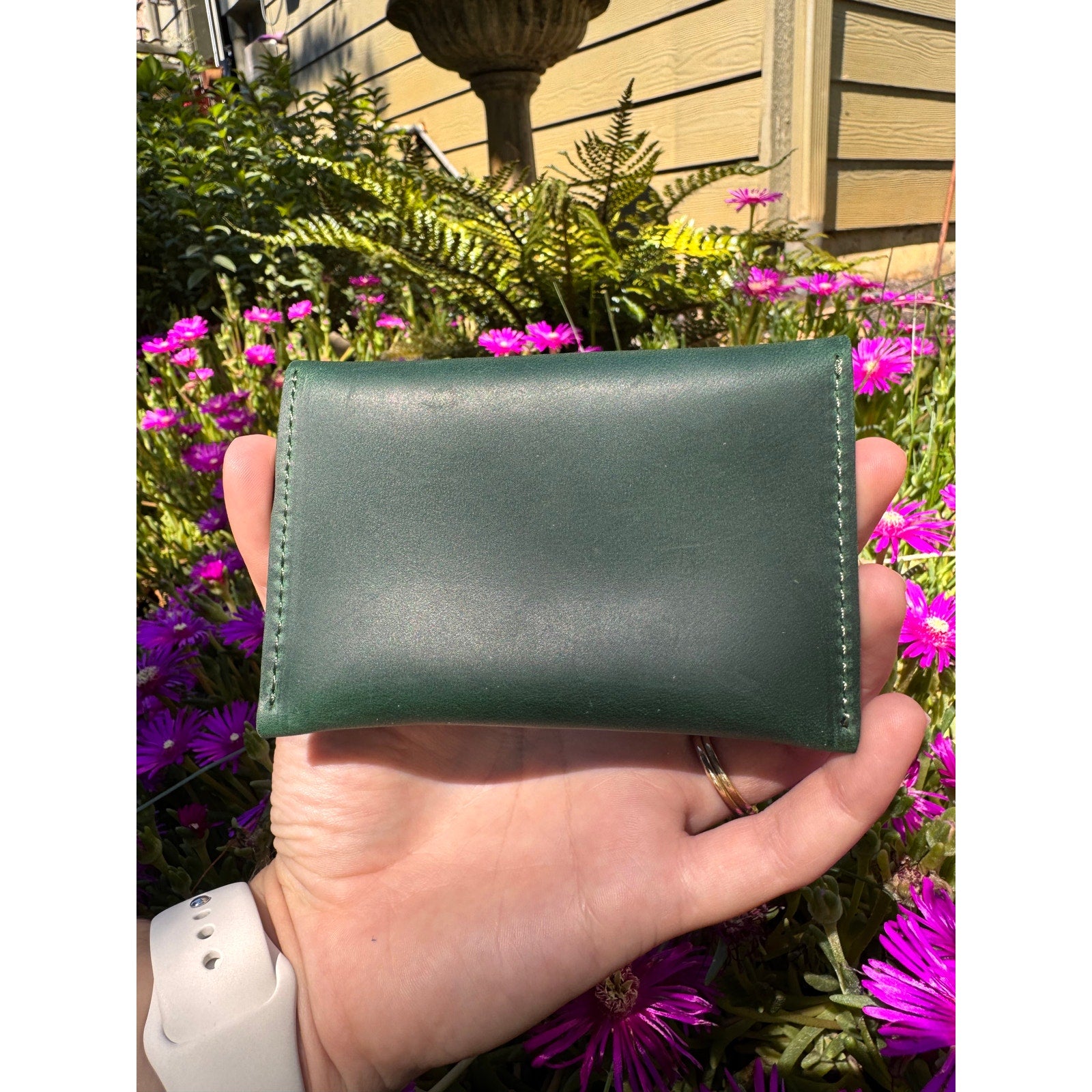 Genuine Leather Wallet  DARK GREEN Credit Card Holder Wallet NEW FAST SHIP