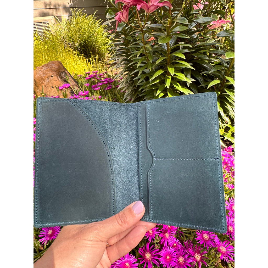 Genuine Leather Passport Holder OCEAN BLUE Passport Wallet NEW FAST SHIP
