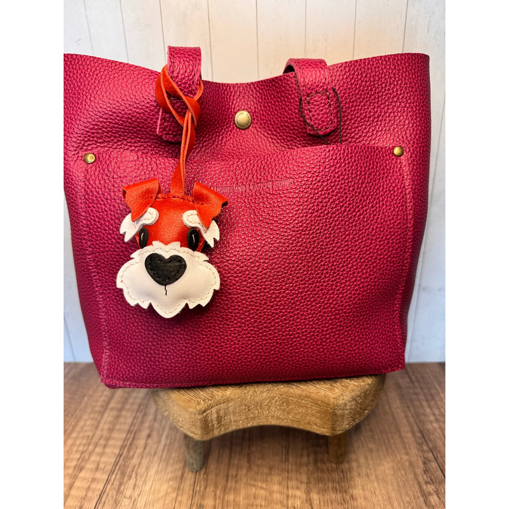 Genuine Leather Dog Purse Charm Orange Red Schnauzer Bag Charm Purse Dog lover