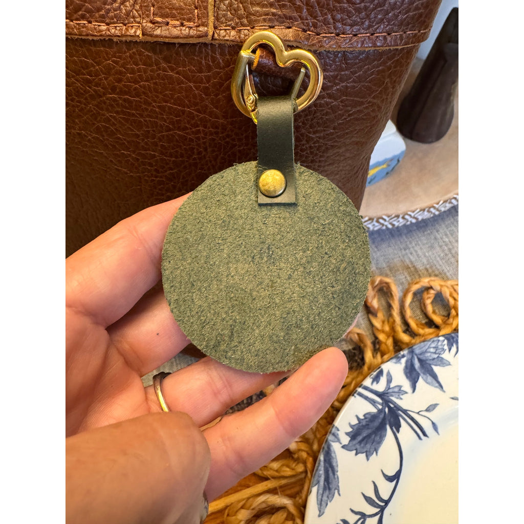 Christmas Tree Holiday Bag Charm Genuine Leather Green Purse Charm