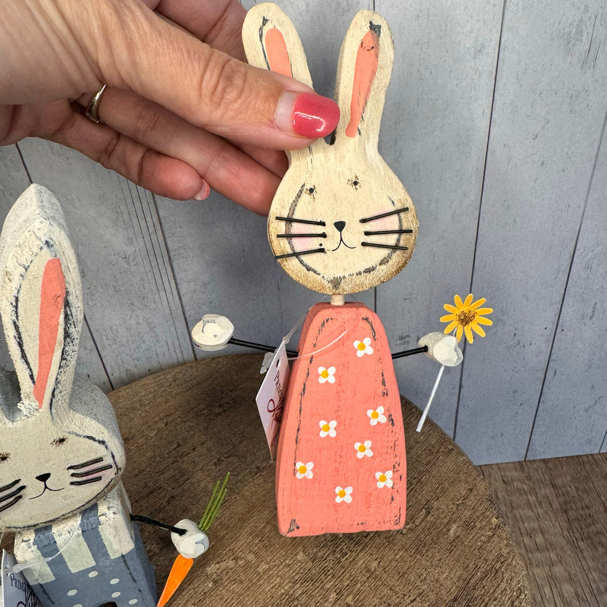 Wood Bunny Sitter Set Skippy Bunny Sunny Tiny Bunny Easter Bunny Home Decor