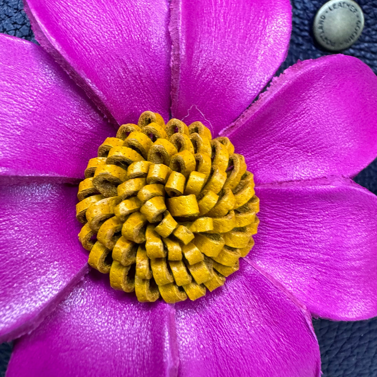 Leather Daisy Flower Purse Charm Genuine Leather Purse Hot Pink Bag Charm