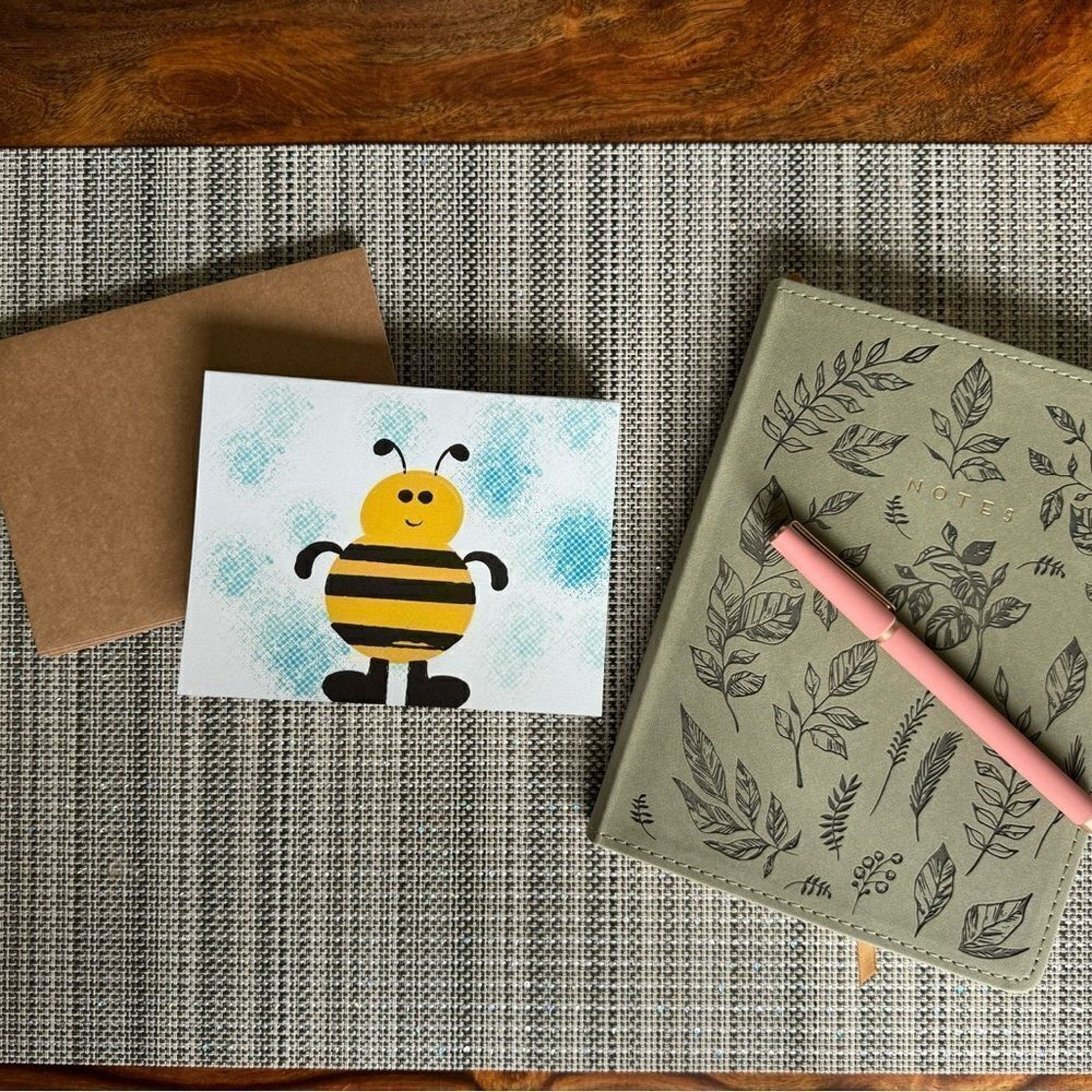 Greeting Cards Blank Cards Yellow Bumble Bee Stationery Handmade Blank Notes Set