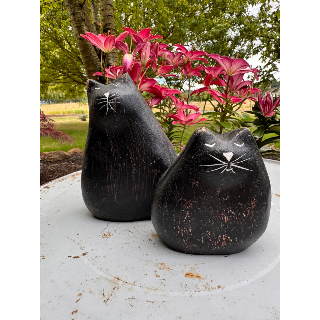 Wood Black Cat Set of 2 Cats Home Decor Cute Cats Halloween Kitty Cats Kitten
