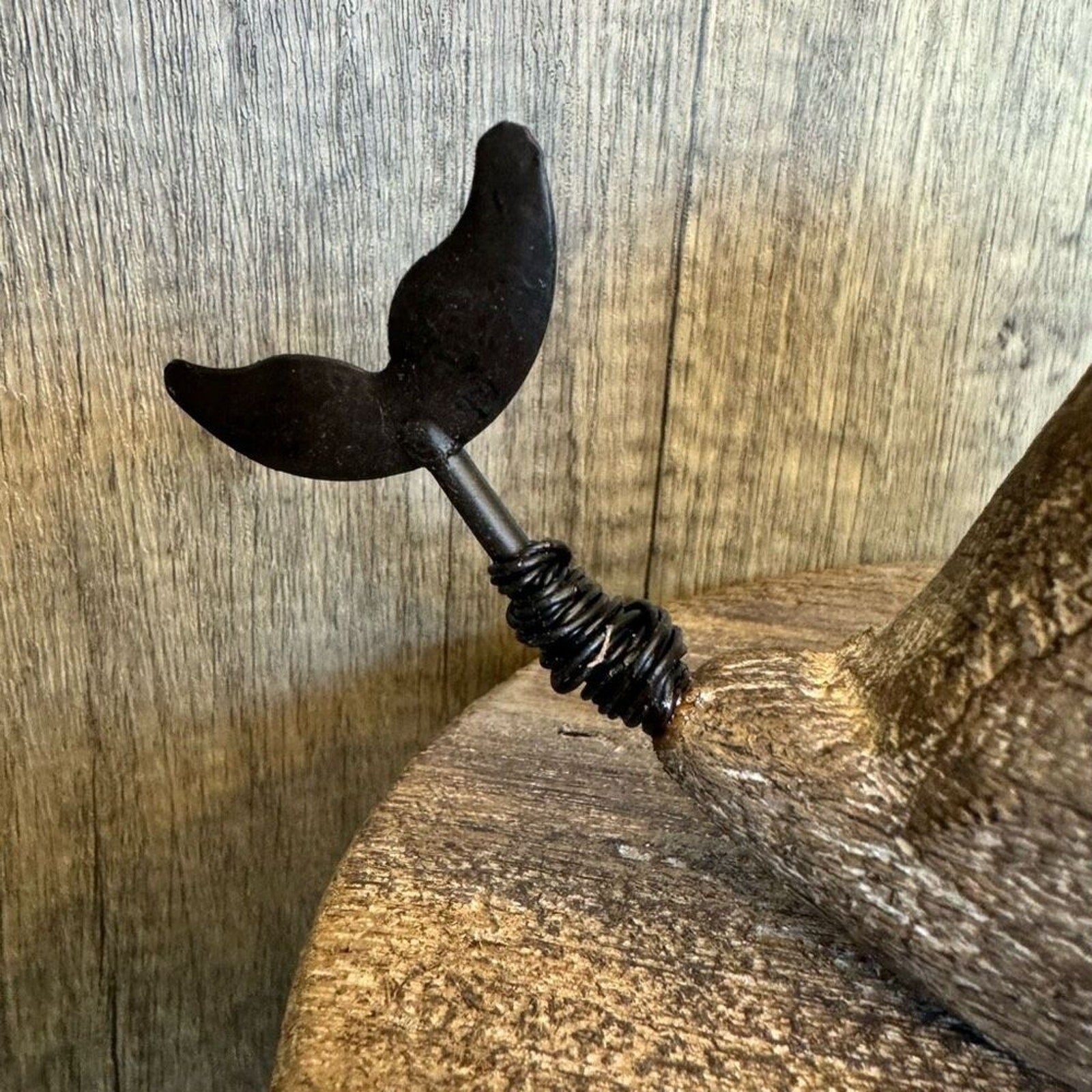 Rustic Mini Whale Sitter Wood Home Decor Beach House FAST SHIP NEW