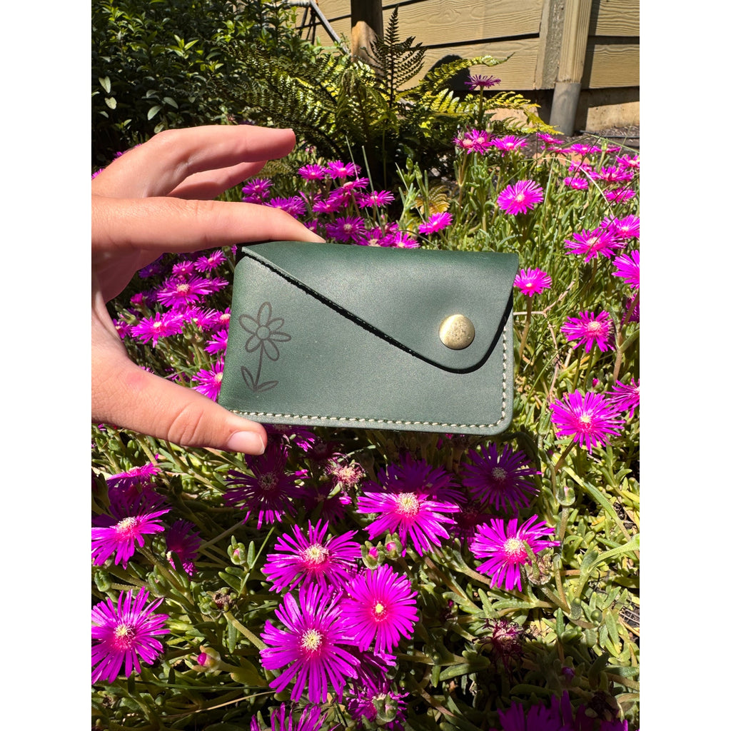 Genuine Leather Wallet  DARK GREEN Credit Card Holder Wallet NEW FAST SHIP