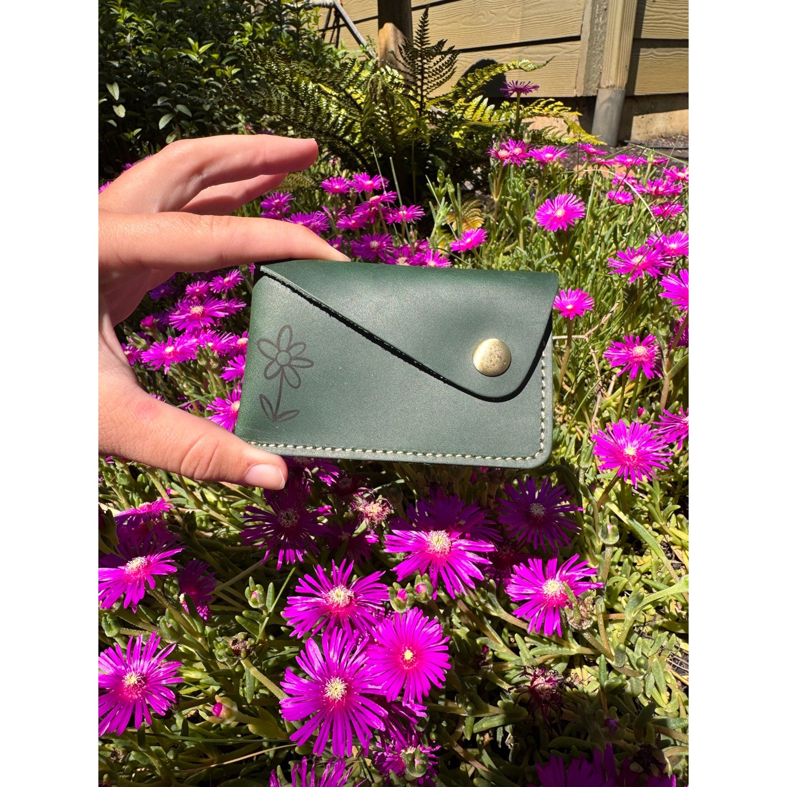 Genuine Leather Wallet  DARK GREEN Credit Card Holder Wallet NEW FAST SHIP