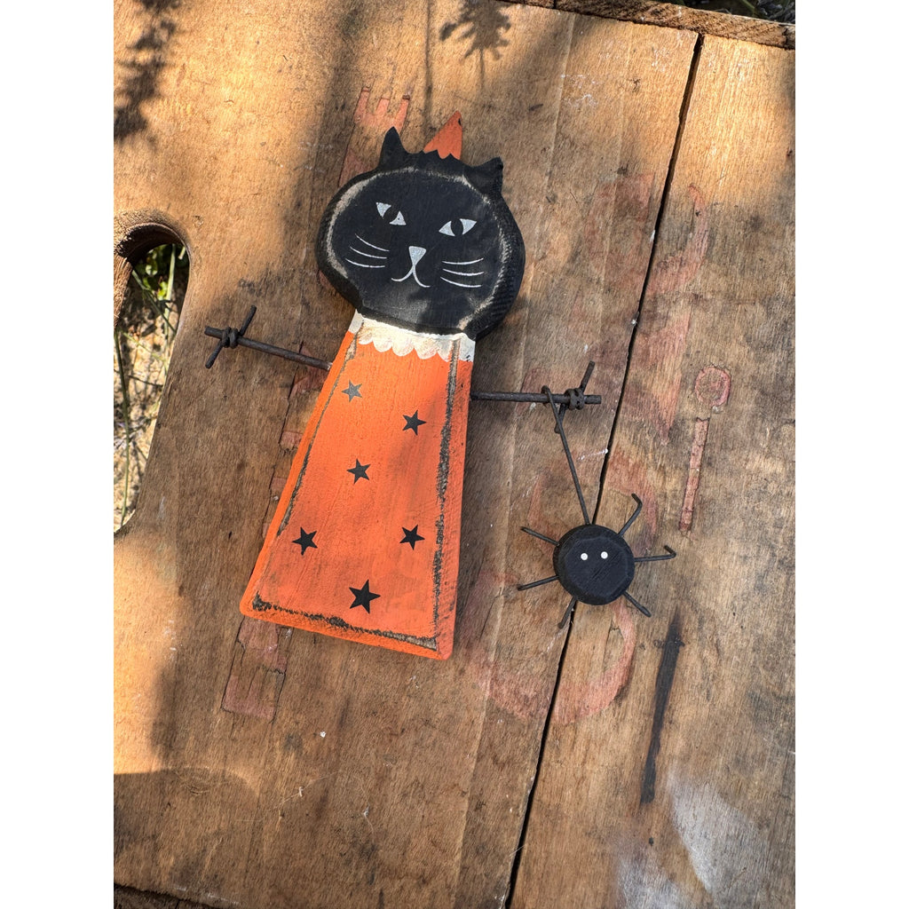 Rustic Halloween Home Decor Sitter Wood Black Cat Fall Autumn FAST SHIP NEW