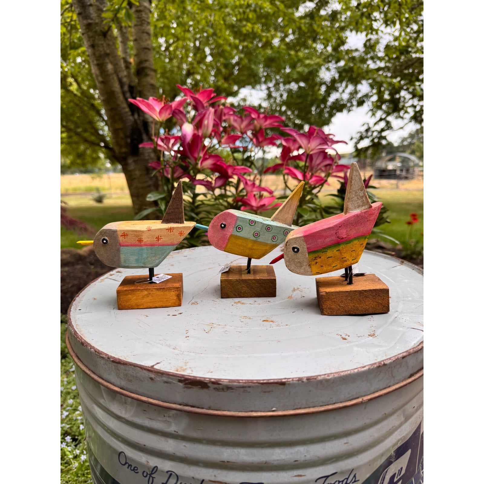Wood Bird Set Songbirds Set of 3 Home Decor Bundle Handpainted Bird Lover Gift