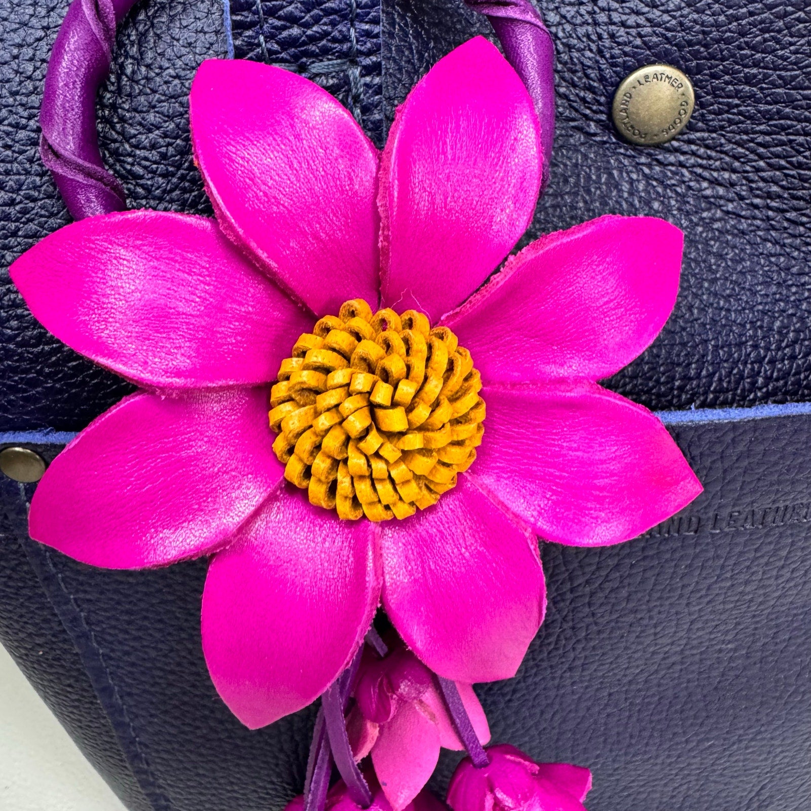 Pink Genuine Leather Flower Purse Charm Leather Purse Daisy Bag Charm