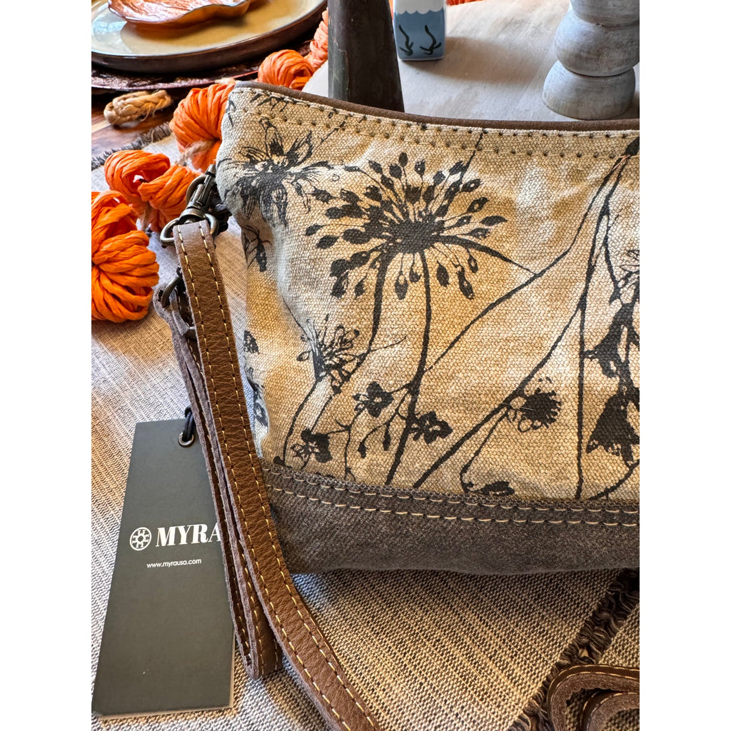 Canvas Gray Beige Purse Crossbody Bag Boho Accessories 11 x 7