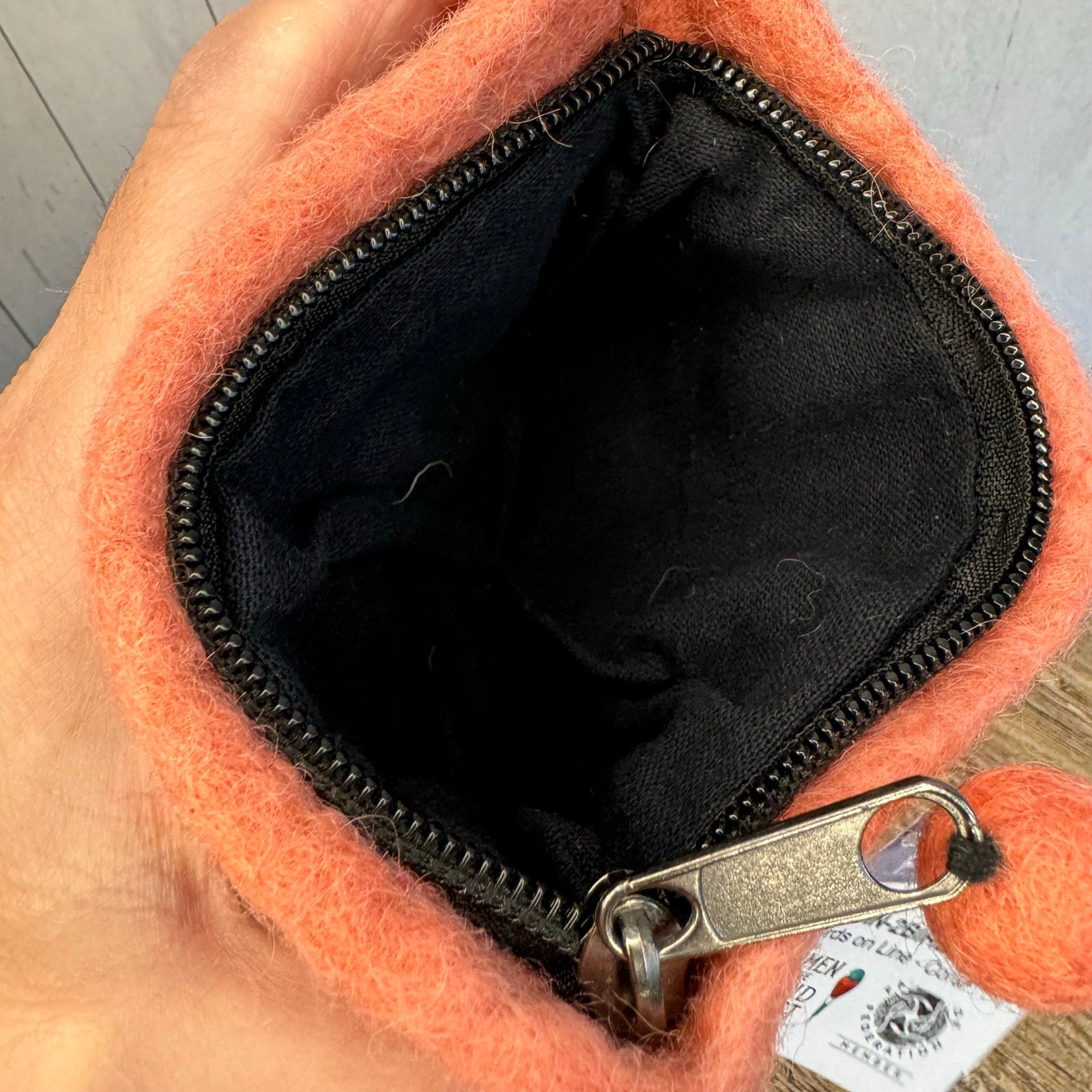 Coral Pink Felted Wool Wallet Pouch Blue Pink Coral Makeup Bag New FAST SHIP