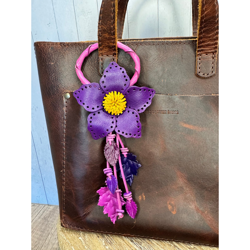 Purple Leather Purse Charm Genuine Leather