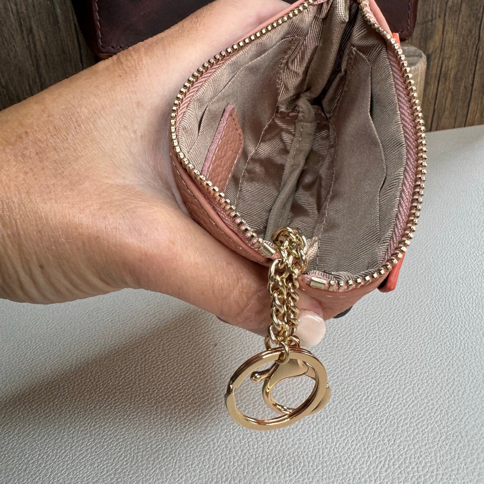 Flower Coin Purse Pink Leather Wallet Genuine Leather Wallet NEW FAST SHIP