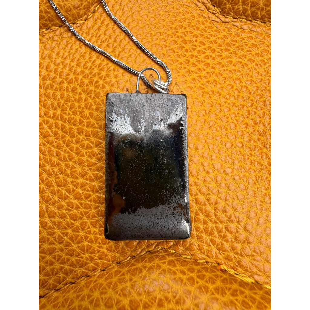 Boho Ceramic Pendant Necklace Jewelry Boho Pottery Necklace Rectangle Accessory