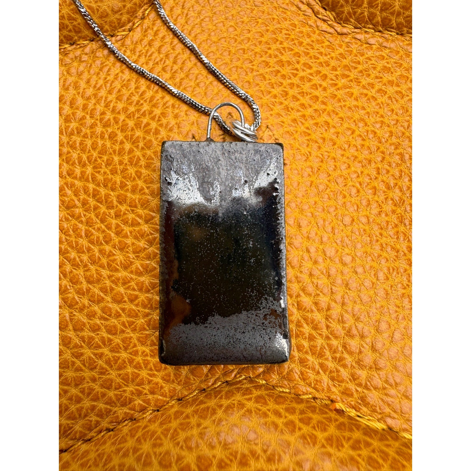 Boho Ceramic Pendant Necklace Jewelry Boho Pottery Necklace Rectangle Accessory