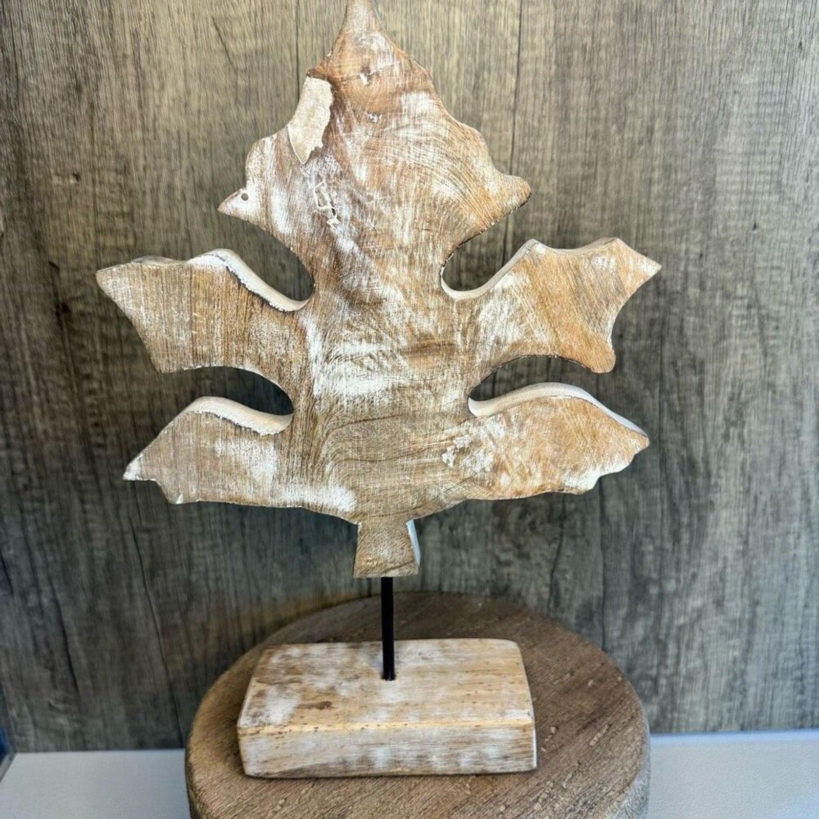 Rustic Maple Leaf Decor Mango Wood NEW FAST SHIP