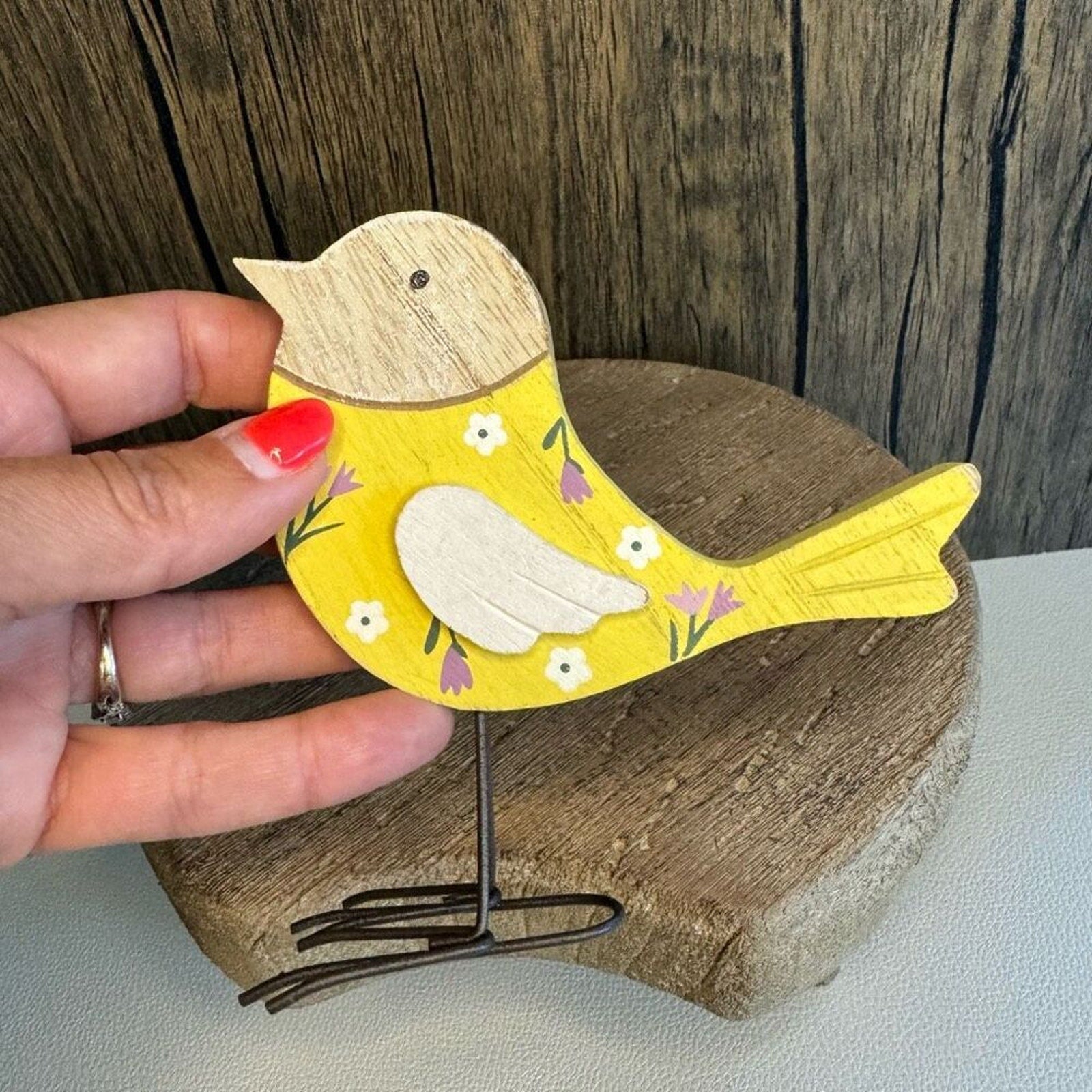 Home Decor Wood Bird Sitter Flower Home Decor NEW FAST SHIP