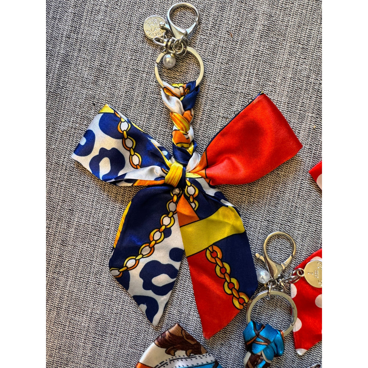 Set of 3 Bow Bag Charms Purse Charm Polka Dot Bow Keychain Purse Accessory