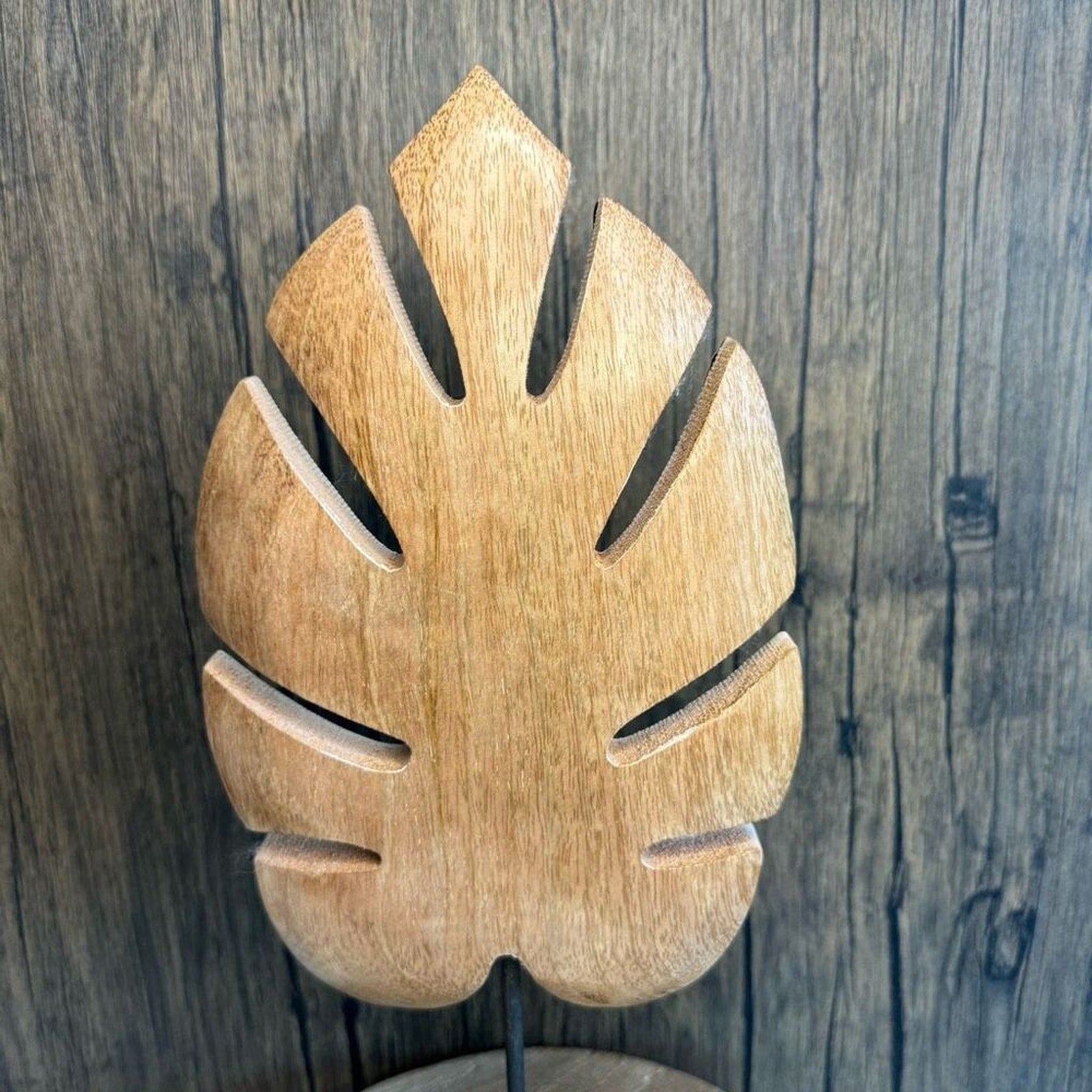 Home Decor Mango Wood Monstera Plant LARGE Sitter NEW FAST SHIP