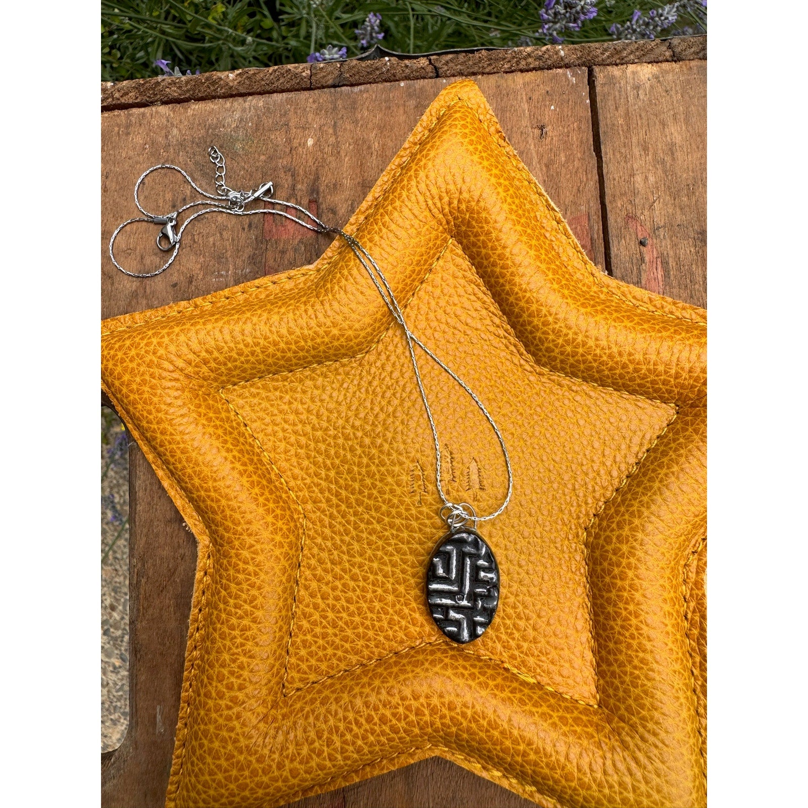 Ceramic Kiln Fired Pendant Necklace Handcrafted Boho Pendant Necklace Jewelry