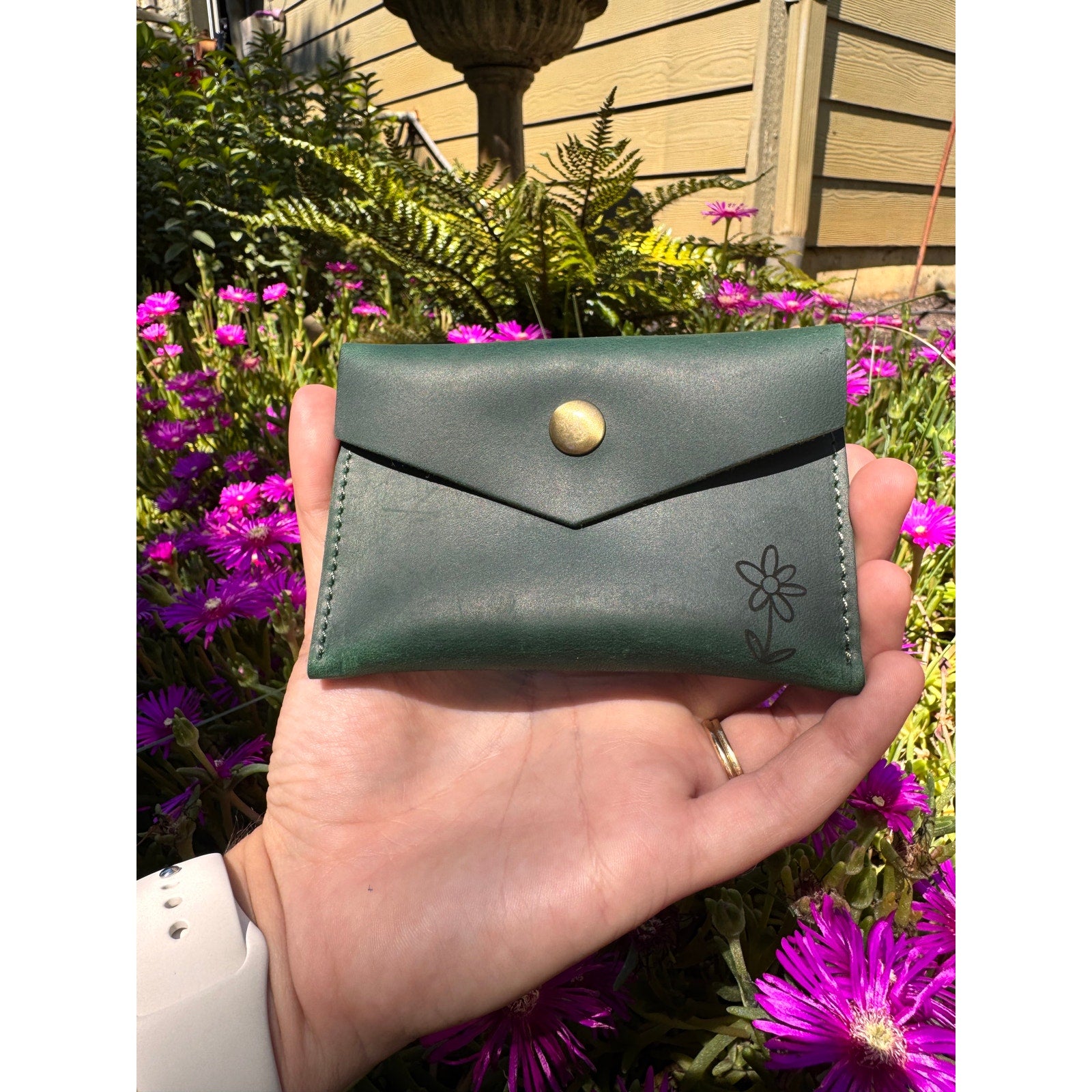 Genuine Leather Wallet  DARK GREEN Credit Card Holder Wallet NEW FAST SHIP