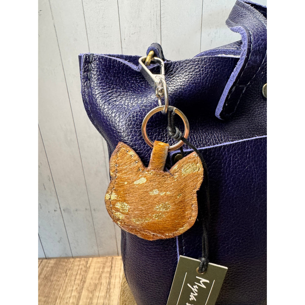 Cute Dog Purse Charm French Bulldog Light Brown Genuine Leather Bag Charm