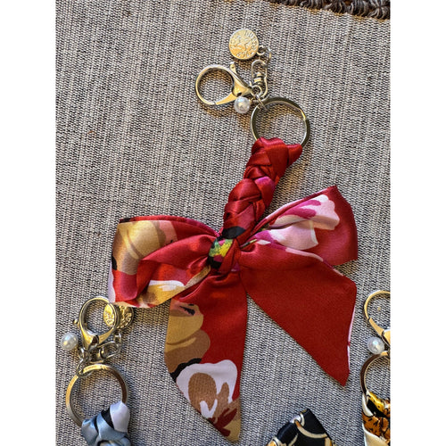 3 Satin Bow Bag Charms Floral Purse Charm Colorful Bows Keychain Purse Accessory