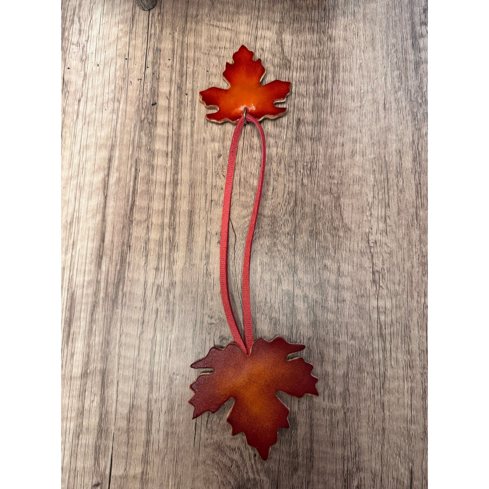 Double Maple Leaf Leather Purse Charm NeW FAST SHIP Leather Keychain Bag Flair
