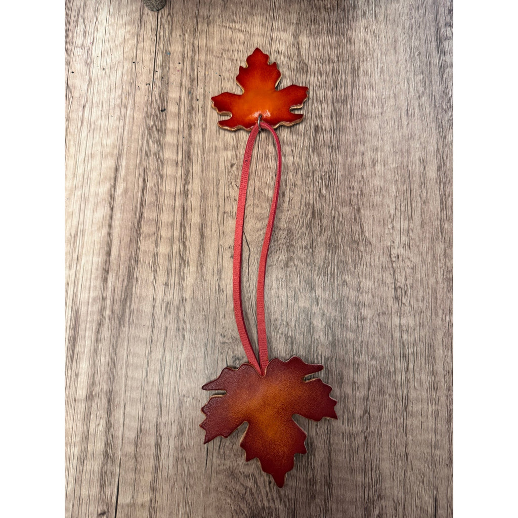 Double Maple Leaf Leather Purse Charm NeW FAST SHIP Leather Keychain Bag Flair