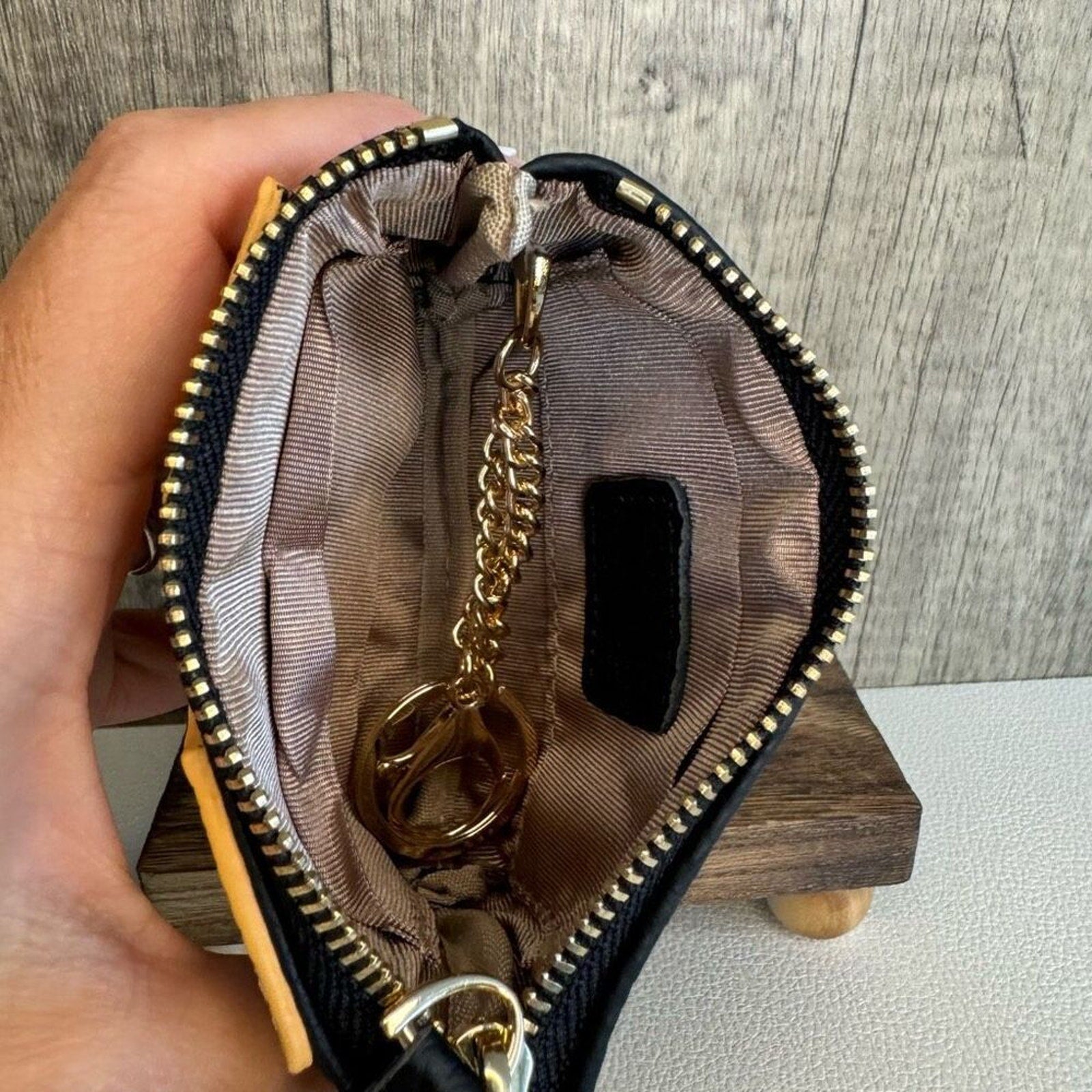 Flower Coin Purse Wallet Black Leather Wallet NEW FAST SHIP Genuine Leather