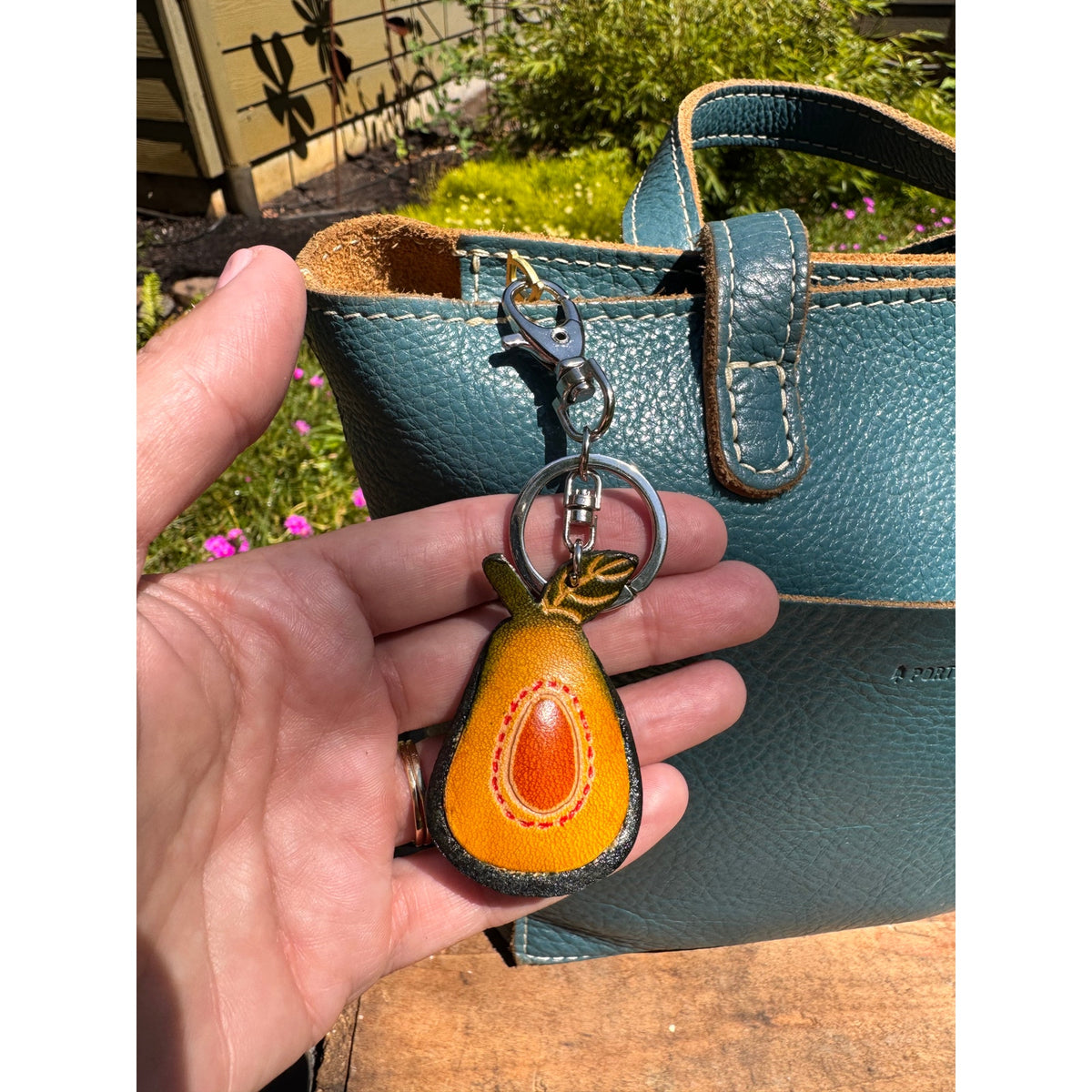 Genuine Leather Avocado Purse Charm Hand Painted Avocado Bag Charm NEW!