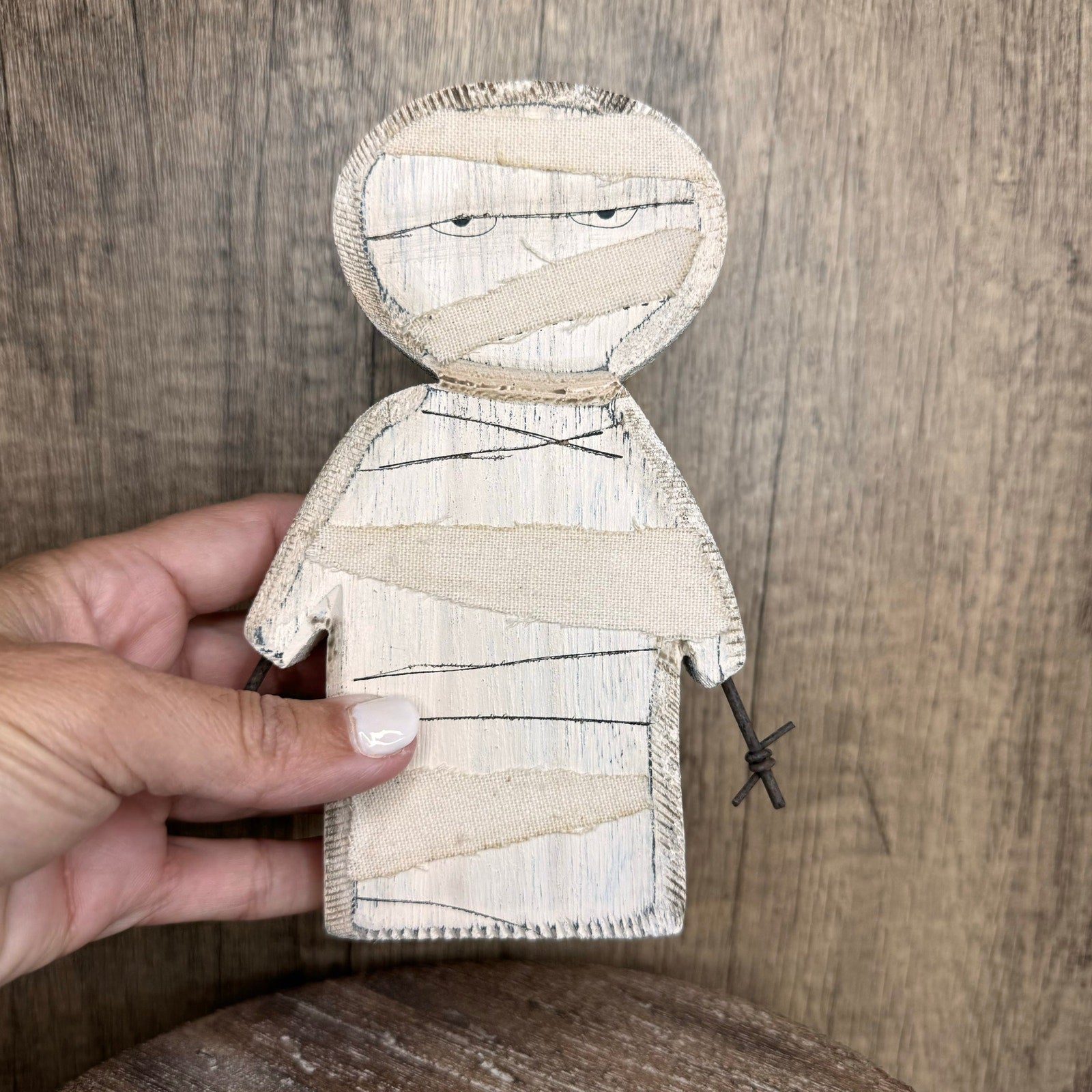 Rustic Halloween Home Decor Sitter Wood Mummy Fall Decoration FAST SHIP NEW