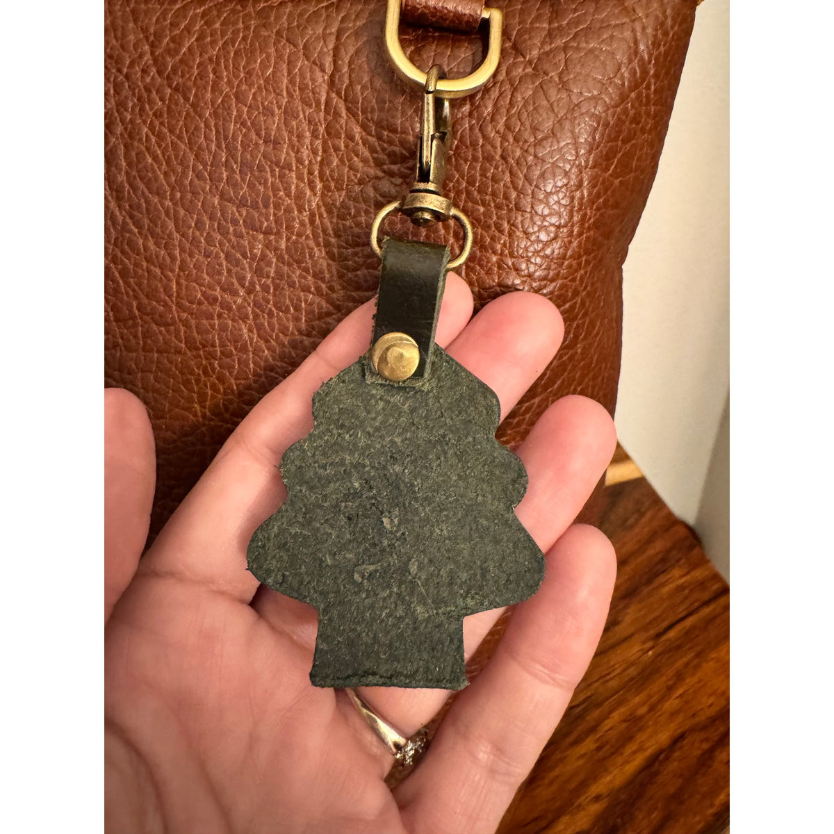 Holiday Christmas Bag Charm Genuine Leather Christmas Tree Purse Charm NEW