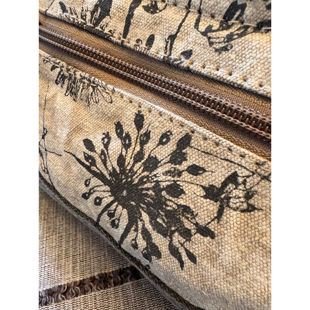 Canvas Gray Beige Purse Crossbody Bag Boho Accessories 11 x 7