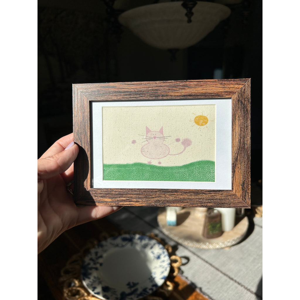 Kitty Cat Mini Picture Frame 6 x 4 Original Wall Art Canvas Marie on the Meadow